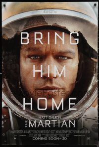 9r1287 MARTIAN int'l advance DS 1sh 2015 close-up of astronaut Matt Damon, bring him home!