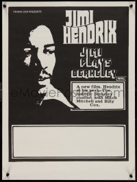 9r0412 JIMI PLAYS BERKELEY Aust 18x24 1973 cool art of Hendrix, Berkeley, California, ultra rare!