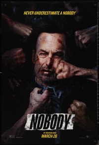 9r1316 NOBODY teaser DS 1sh 2021 great image of wacky Bob Odenkirk punched in the face, March!