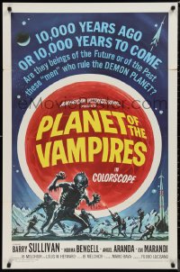 9r1336 PLANET OF THE VAMPIRES 1sh 1965 Mario Bava, beings of the future who rule demon planet!