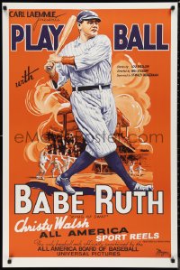 9r0344 PLAY BALL WITH BABE RUTH S2 poster 2001 wonderful artwork of the amazing baseball legend!
