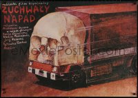 9r0298 DVOYNOY OBGON Polish 27x37 1984 wild Michal Piekarski art of semi truck with skull cab!