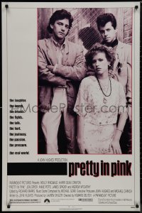 9r1343 PRETTY IN PINK 1sh 1986 great portrait of Molly Ringwald, Andrew McCarthy & Jon Cryer!