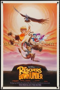 9r1360 RESCUERS DOWN UNDER/PRINCE & THE PAUPER DS 1sh 1990 The Rescuers style, great image!