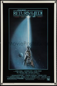 9r1362 RETURN OF THE JEDI 1sh 1983 George Lucas, art of hands holding lightsaber by Reamer!