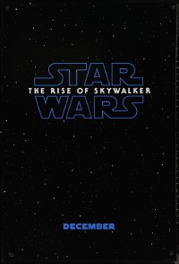 9r1372 RISE OF SKYWALKER teaser DS 1sh 2019 Star Wars, title over black & starry background!