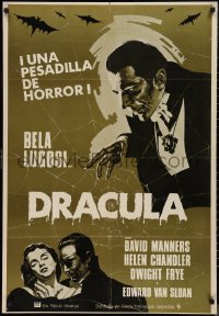 9r0460 DRACULA Spanish R1970s vampire Bela Lugosi close up & with victim, Tod Browning, different!