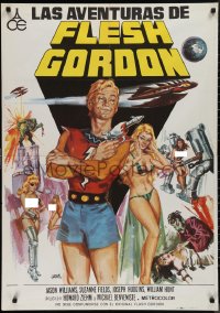 9r0461 FLESH GORDON Spanish 1977 sexy sci-fi spoof, wacky different Space Wars art by Jano!