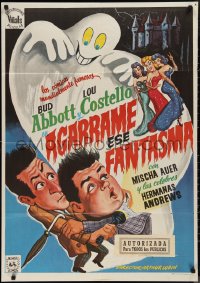 9r0466 HOLD THAT GHOST Spanish R1975 completely different art of scared Bud Abbott & Lou Costello!