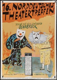 9r0049 16 NORDDEUTSCHES THEATERTREFFEN 33x47 German stage poster 1989 actors with theater masks!
