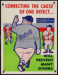 9r0414 CORRECTING THE CAUSE OF ONE DEFECT 17x22 motivational poster 1950s baseball, Mudville!
