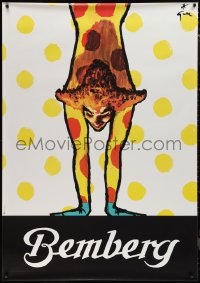 9r0085 J.P. BEMBERG 38x54 Italian advertising poster 1950s clown doing handstand by Rene Gruau!