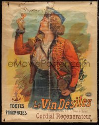 9r0086 LE VIN DESILES 43x55 French advertising poster 1910s Tamagno art of cantiniere, ultra rare!