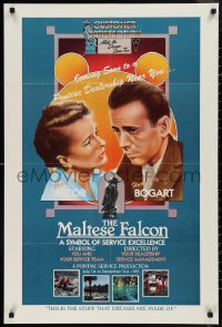 9r0609 MALTESE FALCON 24x36 special poster 1985 art of Bogart & Astor, wacky Pontiac Service promo!
