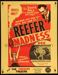9r0615 REEFER MADNESS 17x22 special poster R1972 marijuana is the sweet pill that makes life bitter!