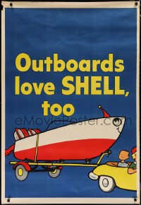 9r0088 SHELL 33x48 advertising poster 1960s outboard motor boat engines loves it too!