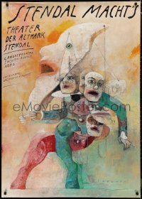 9r0054 STENDAL MACHT'S 33x47 German stage poster 1990s wild Wiktor Sadowski art of clowns!