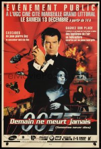 9r0622 TOMORROW NEVER DIES 16x24 French special poster 1997 James Bond & Bollinger champagne cross promotion!