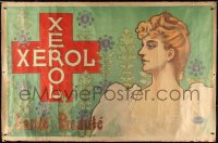 9r0089 XEROL 49x74 French advertising poster 1910s profile art of gorgeous woman, flowers, rare!
