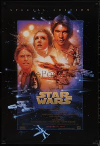 9r1424 STAR WARS style B advance 1sh R1997 George Lucas sci-fi classic, cool art montage by Drew Struzan!