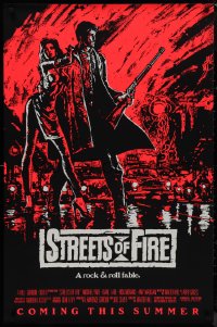 9r1435 STREETS OF FIRE advance 1sh 1984 Walter Hill, Riehm pink dayglo art, a rock & roll fable!