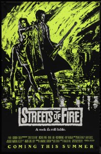 9r1437 STREETS OF FIRE advance 1sh 1984 Walter Hill, Riehm yellow dayglo art, a rock & roll fable!