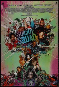 9r1439 SUICIDE SQUAD advance DS 1sh 2016 Smith, Leto as the Joker, Robbie, Kinnaman, cool art!