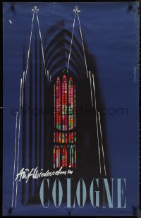 9r0441 COLOGNE 25x39 German travel poster 1958 Werner Labbe art of Cathedral, ultra rare!