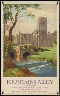 9r0443 FOUNTAINS ABBEY ENGLAND 25x40 English travel poster 1956 Gyrth Russell art, ultra rare!