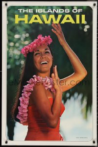 9r0446 ISLANDS OF HAWAII 24x37 travel poster 1960s sexy image of sexy woman in red sarong!