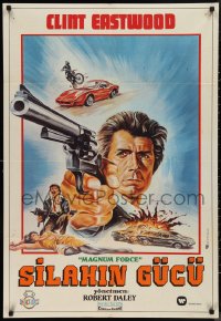 9r0550 MAGNUM FORCE Turkish 1973 different art of Clint Eastwood pointing his huge gun by Omer Muz!