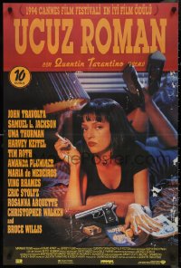9r0554 PULP FICTION Turkish 1994 Quentin Tarantino, sexy Uma Thurman smoking, Turkish title!