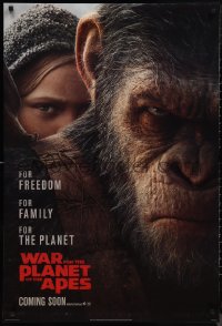 9r1469 WAR FOR THE PLANET OF THE APES style B int'l teaser DS 1sh 2017 Caesar and Miller on horseback!