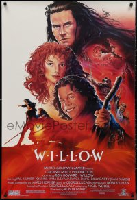 9r1476 WILLOW 1sh 1988 Ron Howard directed, John Alvin art of Val Kilmer, Warwick Davis & Whalley!