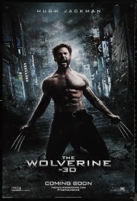 9r1481 WOLVERINE style C int'l teaser DS 1sh 2013 barechested Hugh Jackman kneeling w/ claws out!