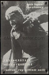 9r0388 FRANKENSTEIN MEETS THE WOLF MAN Yugoslavian 18x27 1960s great image of Lon Chaney Jr!