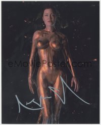 9s1371 ANGELINA JOLIE signed color 8x10 REPRO photo 2000s nude & painted gold CGI from Beowulf!