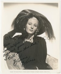 9s0927 BINNIE BARNES signed 8.25x10 still 1938 modeling a dramatic dinner hat, making Tropic Holiday!
