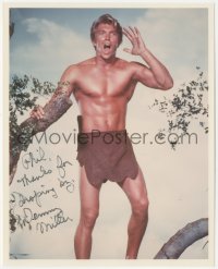 9s1382 DENNY MILLER signed color 8x10 REPRO still AND signed letter 1995 great Tarzan portrait!