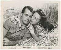 9s0963 DOROTHY LAMOUR signed 8x10 still R1958 romantic close up with Alan Ladd in Wild Harvest!