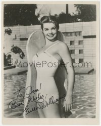 9s0974 ESTHER WILLIAMS signed 8x10 still 1940s sexy close up in bathing suit by swimming pool!