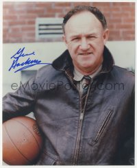 9s1386 GENE HACKMAN signed color 8x9.75 REPRO photo 2000s great c/u with basketball from Hoosiers!
