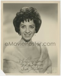 9s0998 GINETTA LA BIANCA signed 8x10 still 1950s the Jewish soprano singer smiling in fur coat!