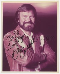 9s1388 GLEN CAMPBELL signed color 8x10 REPRO photo 1980s smiling in leather jacket late in career!