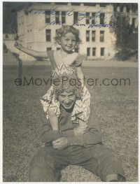 9s1009 HARPO MARX signed 5.75x7.75 still 1932 with child actress Jane Isbell on his shoulders!