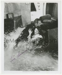 9s1023 JACK LEMMON signed 8x9.75 still 1977 rescuing Brenda Vaccaro in flooding jet in Airport '77!