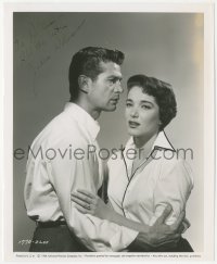 9s1055 JULIE ADAMS signed 8.25x10 still 1954 close up with George Nader in Six Bridges to Cross!