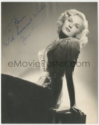 9s1058 JUNE HAVER signed 7.5x9.25 still 1950s great posed portrait of the pretty actress w/shadows!