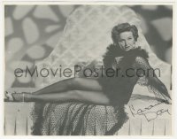 9s1298 LARAINE DAY signed 7.5x9.5 REPRO photo 1980s full-length on bed with great skimpy dress!