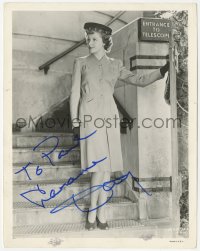 9s1065 LARAINE DAY signed 8x10.25 still 1940s full-length standing by Entrance to Telescope sign!